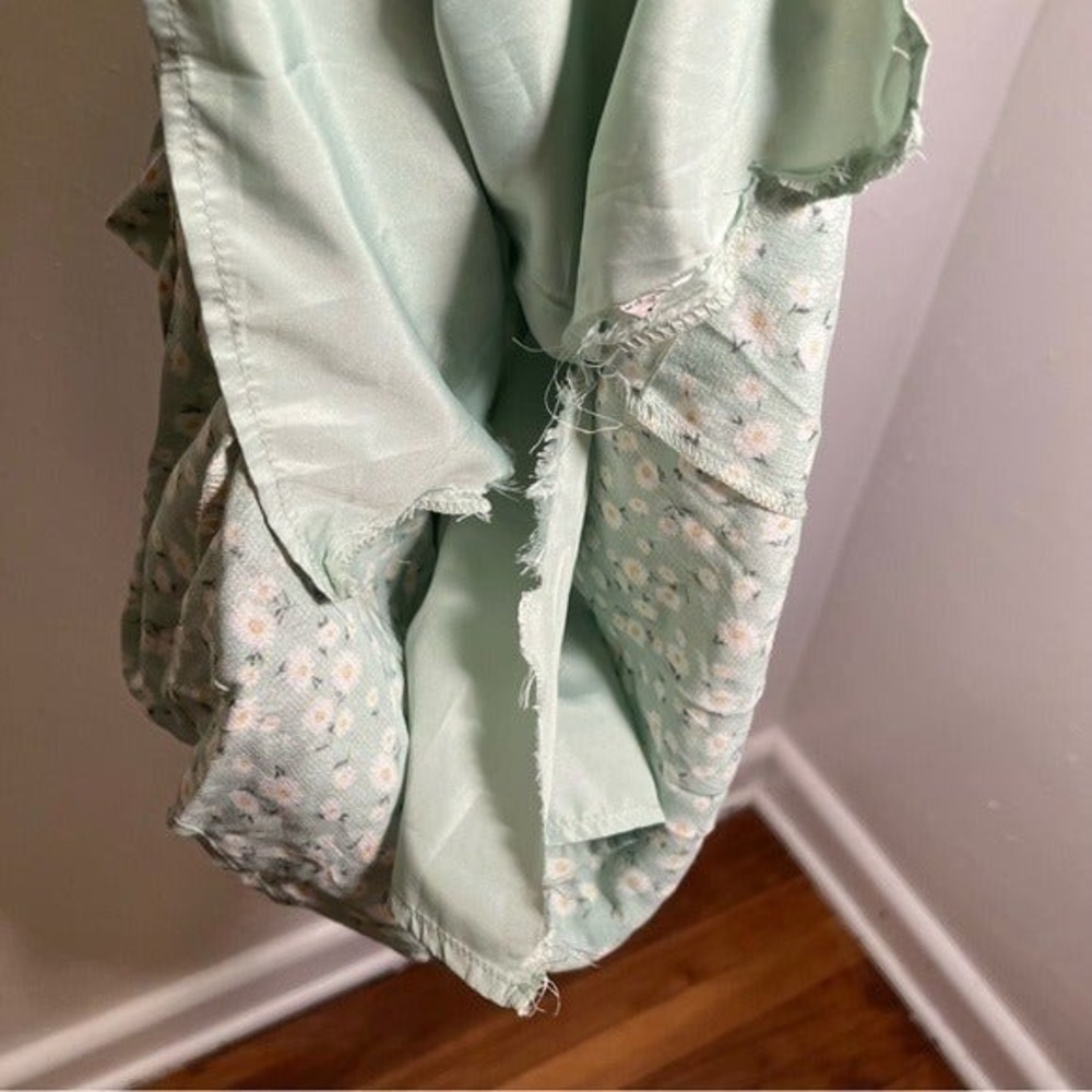 Forever 21 Mini Dress Faux Wrap Light Green Floral - Picture 11 of 11